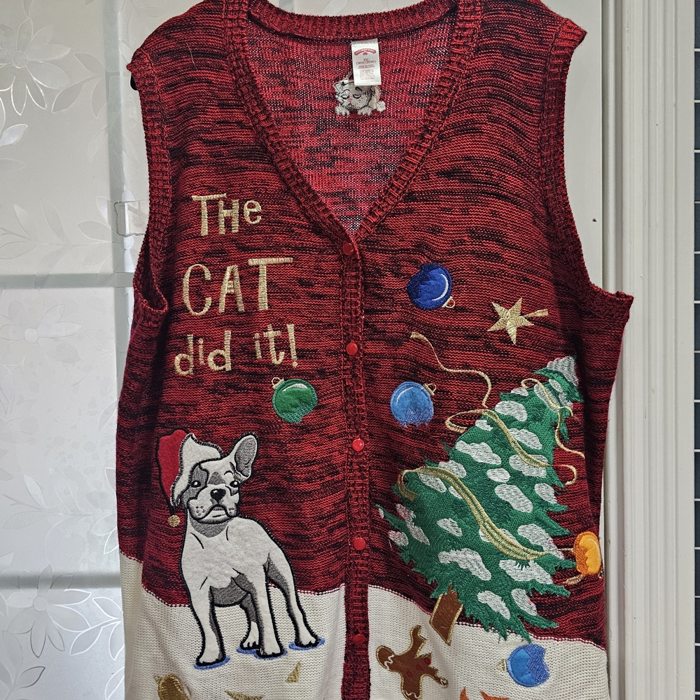Holiday Time Red and Black Festive Sweater
